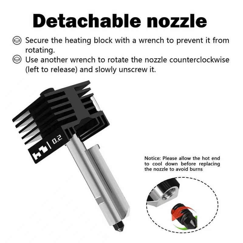 HzdaDeve طقم 4 عبوات 0.2MM 0.4MM 0.6MM رأس طباعة A1 Mini/A1 Hotend ترقية طقم رأس الطباعة من الفولاذ المقاوم للصدأ عالي الحرارة مع غطاء سيليكون بديل لملحقات طابعة Bambu Lab 3D - Image 3